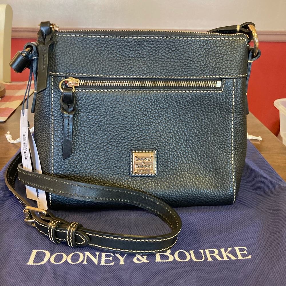 Dooney and Bourke Allison crossbody pebbled leather used once black with black